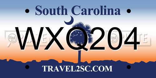 WXQ204 South Carolina License Plate