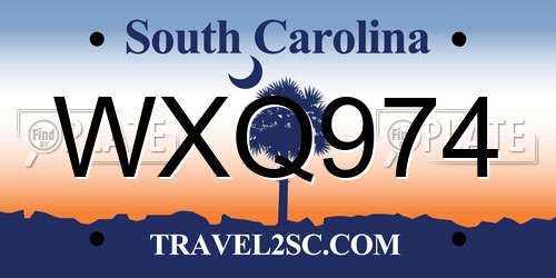 WXQ974 South Carolina License Plate