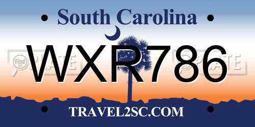 WXR786 South Carolina License Plate