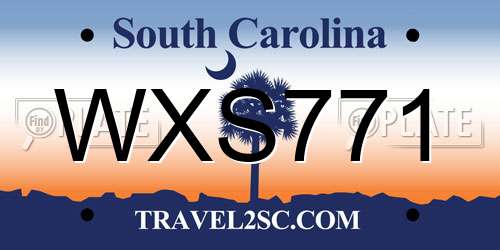 WXS771 South Carolina License Plate