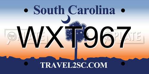 WXT967 South Carolina License Plate