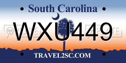 WXU449 South Carolina License Plate