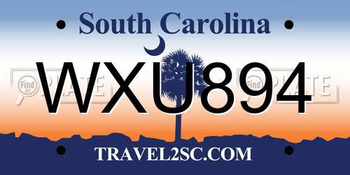 WXU894 South Carolina License Plate