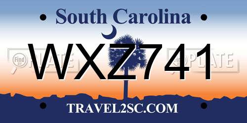 WXZ741 South Carolina License Plate