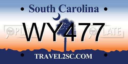 WY477 South Carolina License Plate
