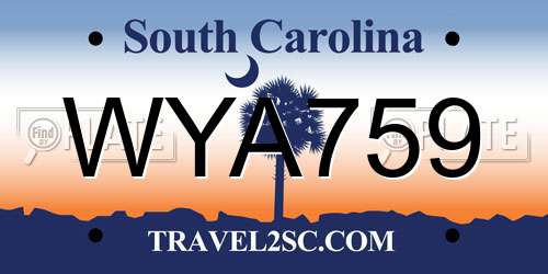 WYA759 South Carolina License Plate