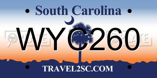 WYC260 South Carolina License Plate