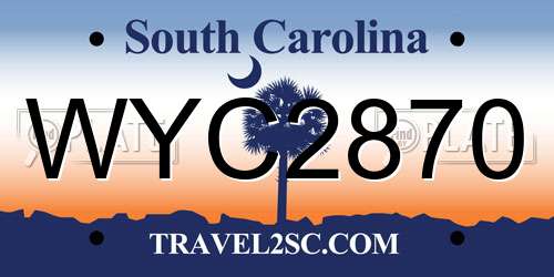 WYC2870 South Carolina License Plate