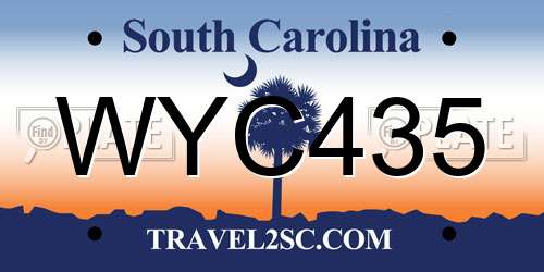 WYC435 South Carolina License Plate