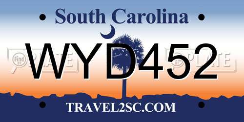 WYD452 South Carolina License Plate