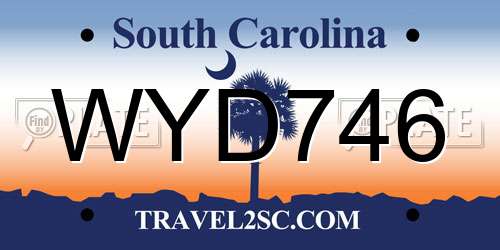 WYD746 South Carolina License Plate