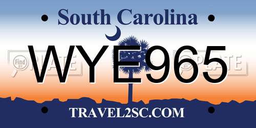WYE965 South Carolina License Plate