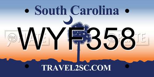 WYF358 South Carolina License Plate