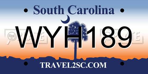 WYH189 South Carolina License Plate