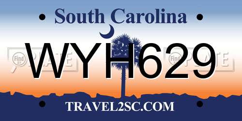 WYH629 South Carolina License Plate