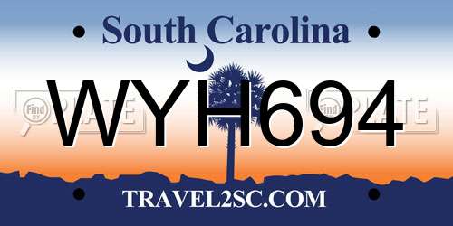 WYH694 South Carolina License Plate