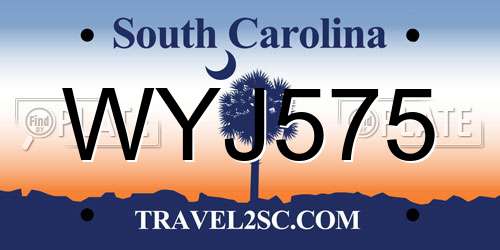 WYJ575 South Carolina License Plate