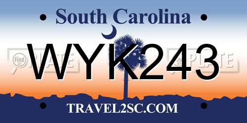 WYK243 South Carolina License Plate