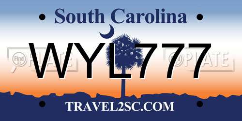 WYL777 South Carolina License Plate