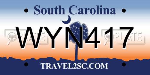 WYN417 South Carolina License Plate