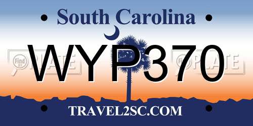 WYP370 South Carolina License Plate