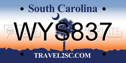 WYS837 South Carolina License Plate