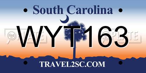 WYT163 South Carolina License Plate