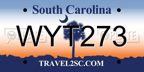 WYT273 South Carolina License Plate