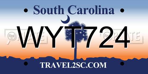 WYT724 South Carolina License Plate