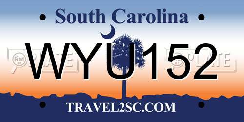 WYU152 South Carolina License Plate