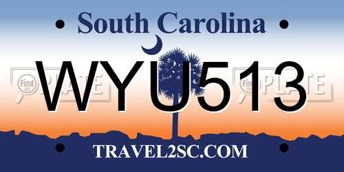 WYU513 South Carolina License Plate