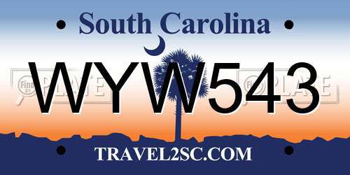WYW543 South Carolina License Plate