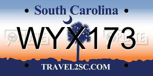 WYX173 South Carolina License Plate