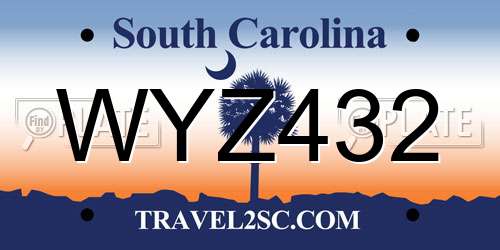 WYZ432 South Carolina License Plate