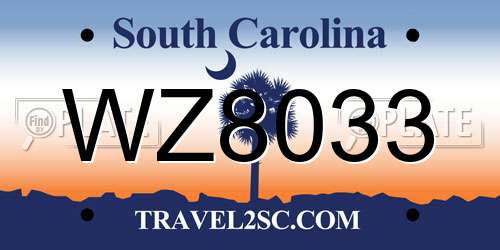 WZ8033 South Carolina License Plate
