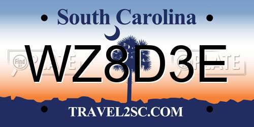 WZ8D3E South Carolina License Plate