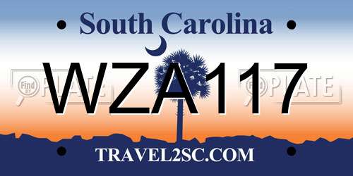 WZA117 South Carolina License Plate