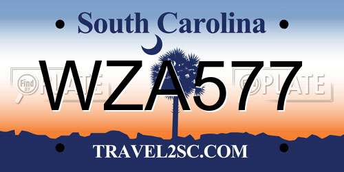 WZA577 South Carolina License Plate