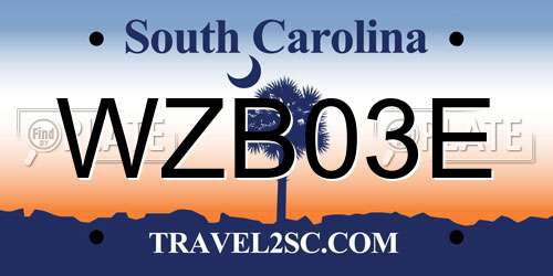 WZB03E South Carolina License Plate