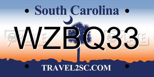 WZBQ33 South Carolina License Plate