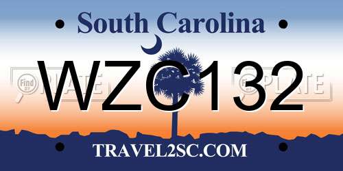 WZC132 South Carolina License Plate