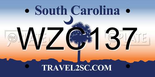 WZC137 South Carolina License Plate