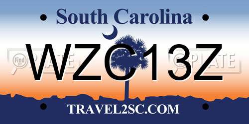 WZC13Z South Carolina License Plate