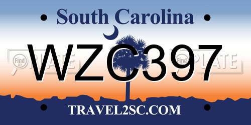 WZC397 South Carolina License Plate