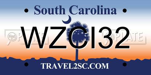 WZCI32 South Carolina License Plate