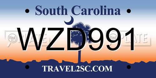 WZD991 South Carolina License Plate