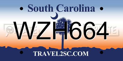 WZH664 South Carolina License Plate