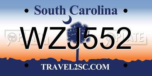 WZJ552 South Carolina License Plate