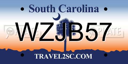 WZJB57 South Carolina License Plate
