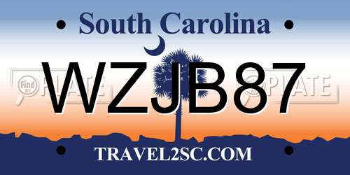 WZJB87 South Carolina License Plate